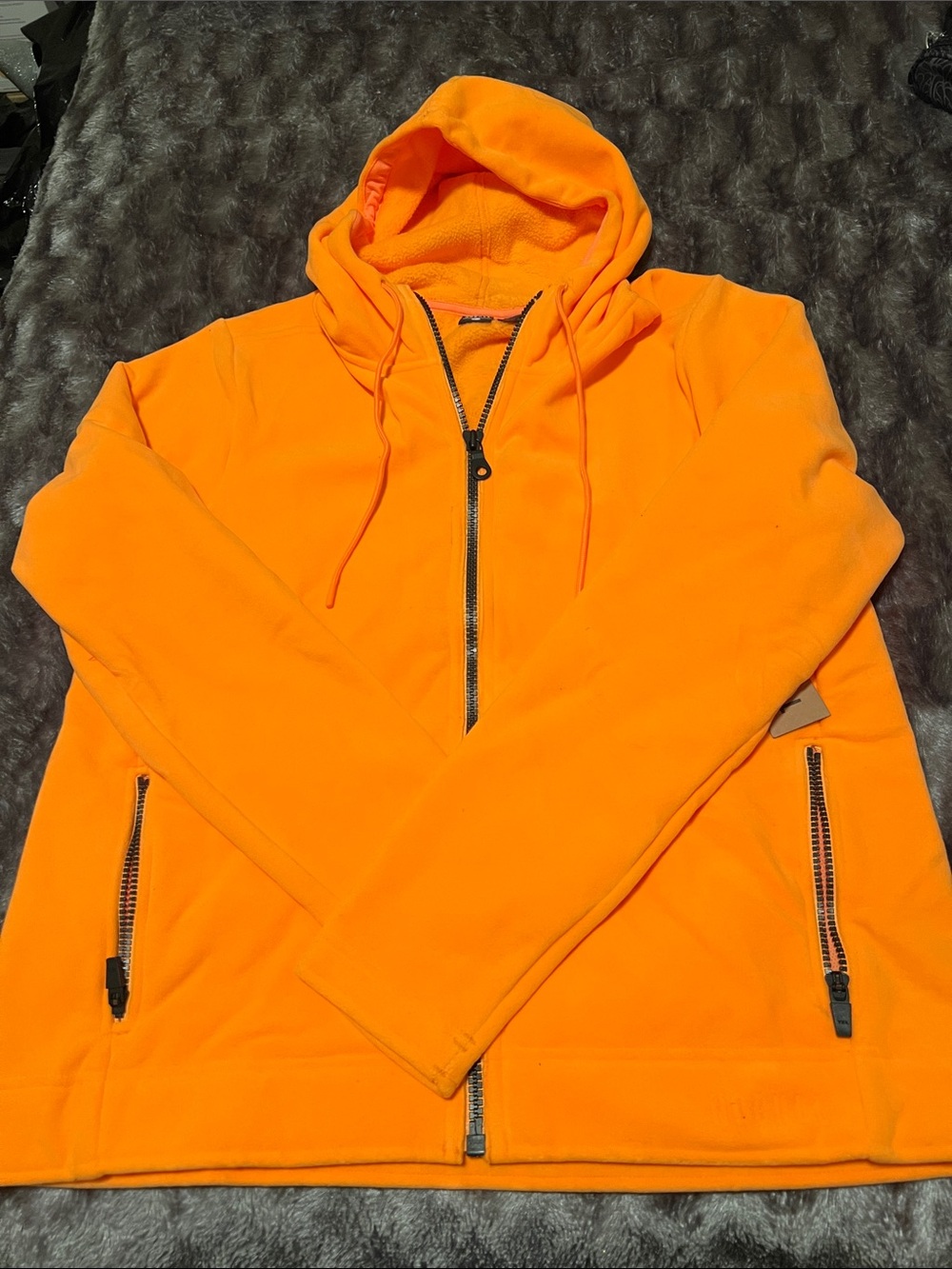 Women’s NOBULL Neon Orange Full-Zip Fleece Jacket, Large